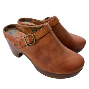 BOC by Born Adel Clog Heel Women's 9M Brown Faux Leather Mules Boho Cottagecore
